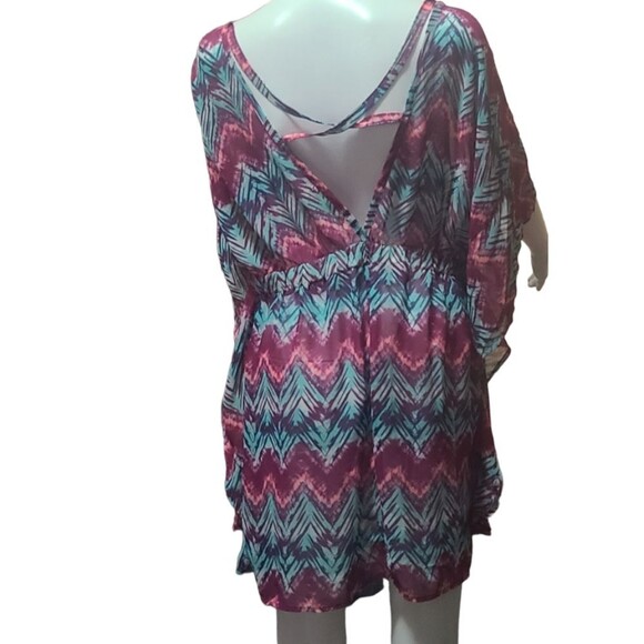 Miken Womens Chevron-Print Cross-Back Poncho Dress Swim Cover-Up - Picture 7 of 7